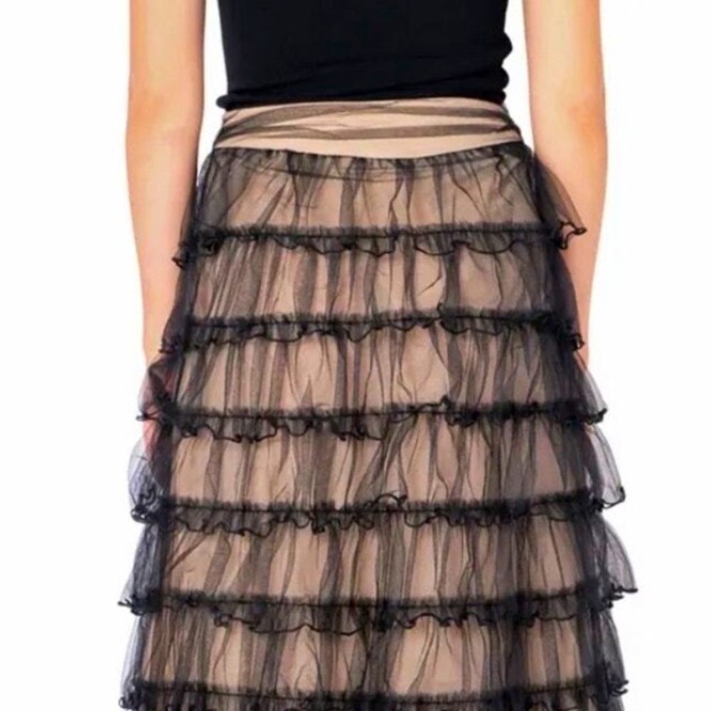 Apostrophe tiered tulle black midi skirt size 8